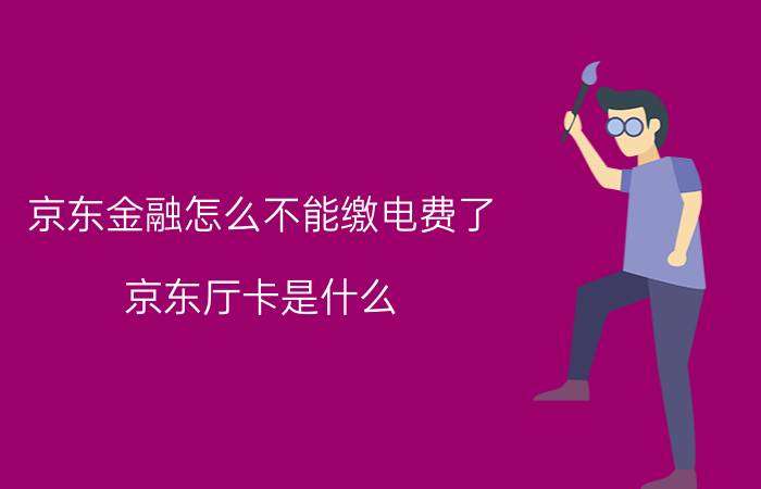 京东金融怎么不能缴电费了 京东厅卡是什么？